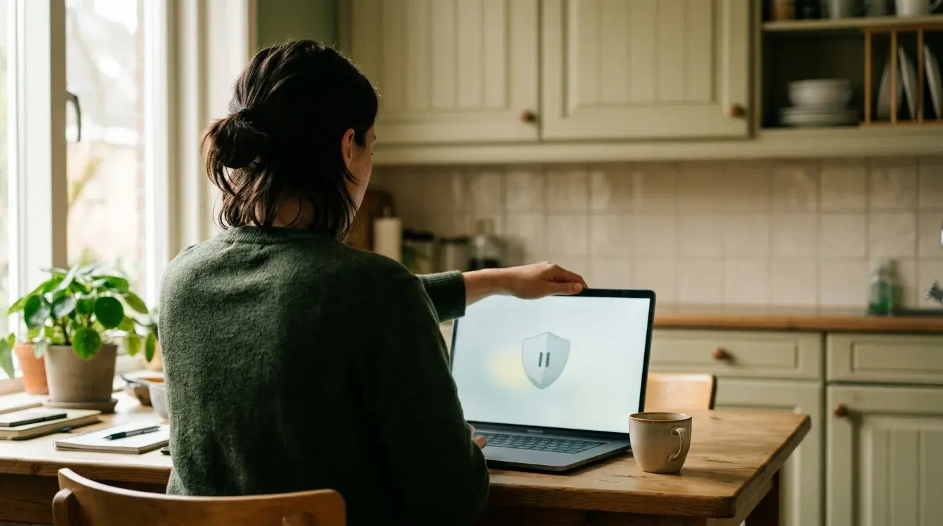 Rustige illustratie van een digitale gokstop en persoonlijke bescherming